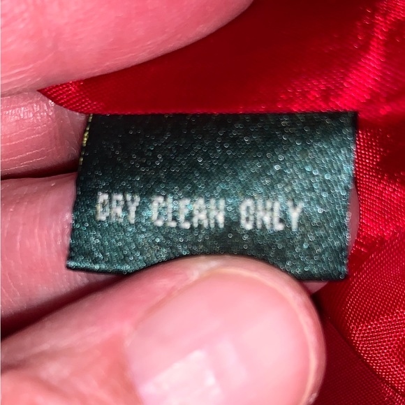 Lauren Ralph Lauren Red Wool Black Velvet Cropped Shoulder Pad Blazer Jacket - Picture 13 of 13